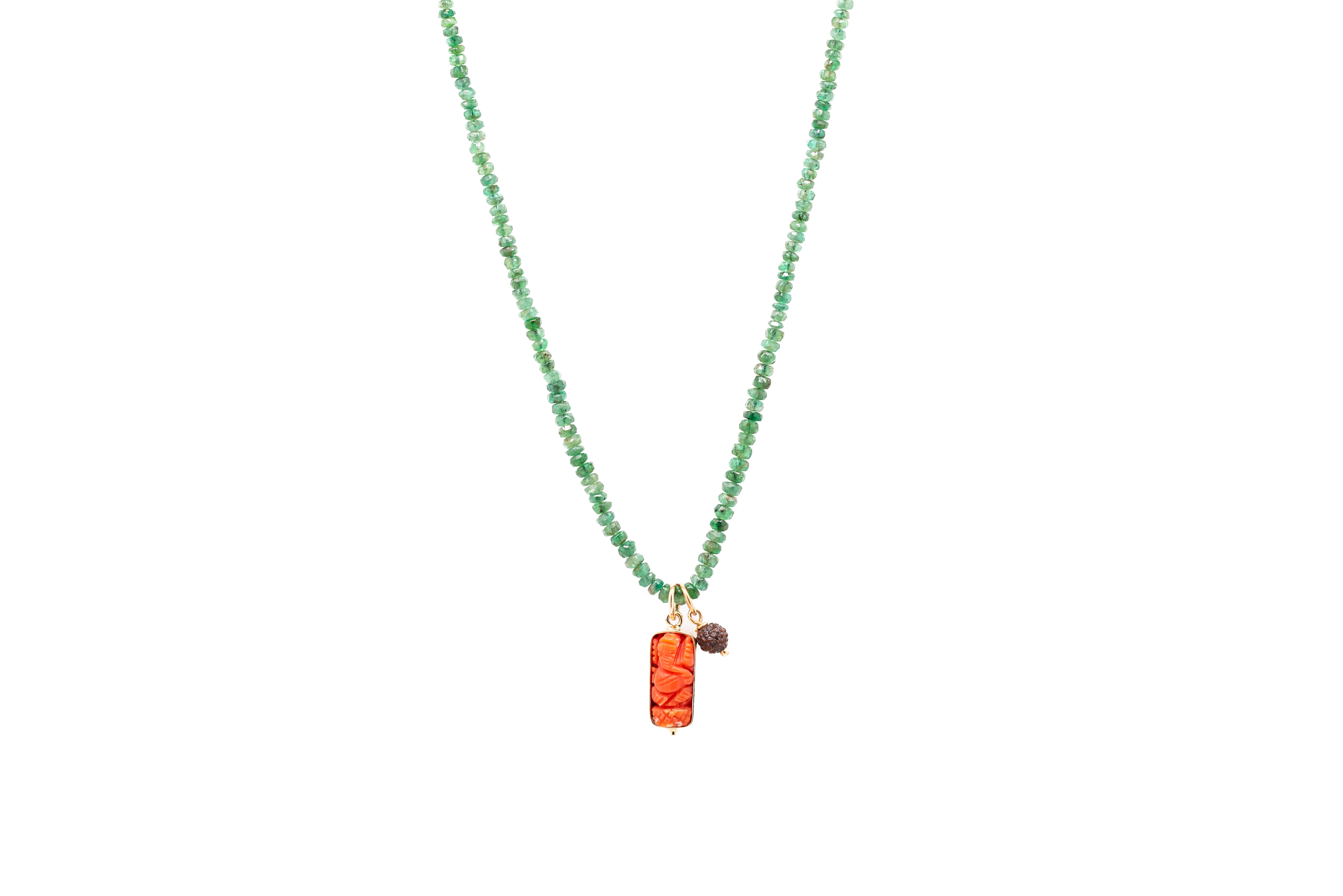 Coral Ganesha Mini Talisman Pendant 4