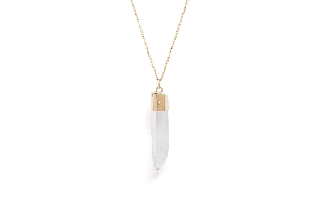 Quartz, White Diamond, Emerald and Orange Sapphire Amulet Pendant