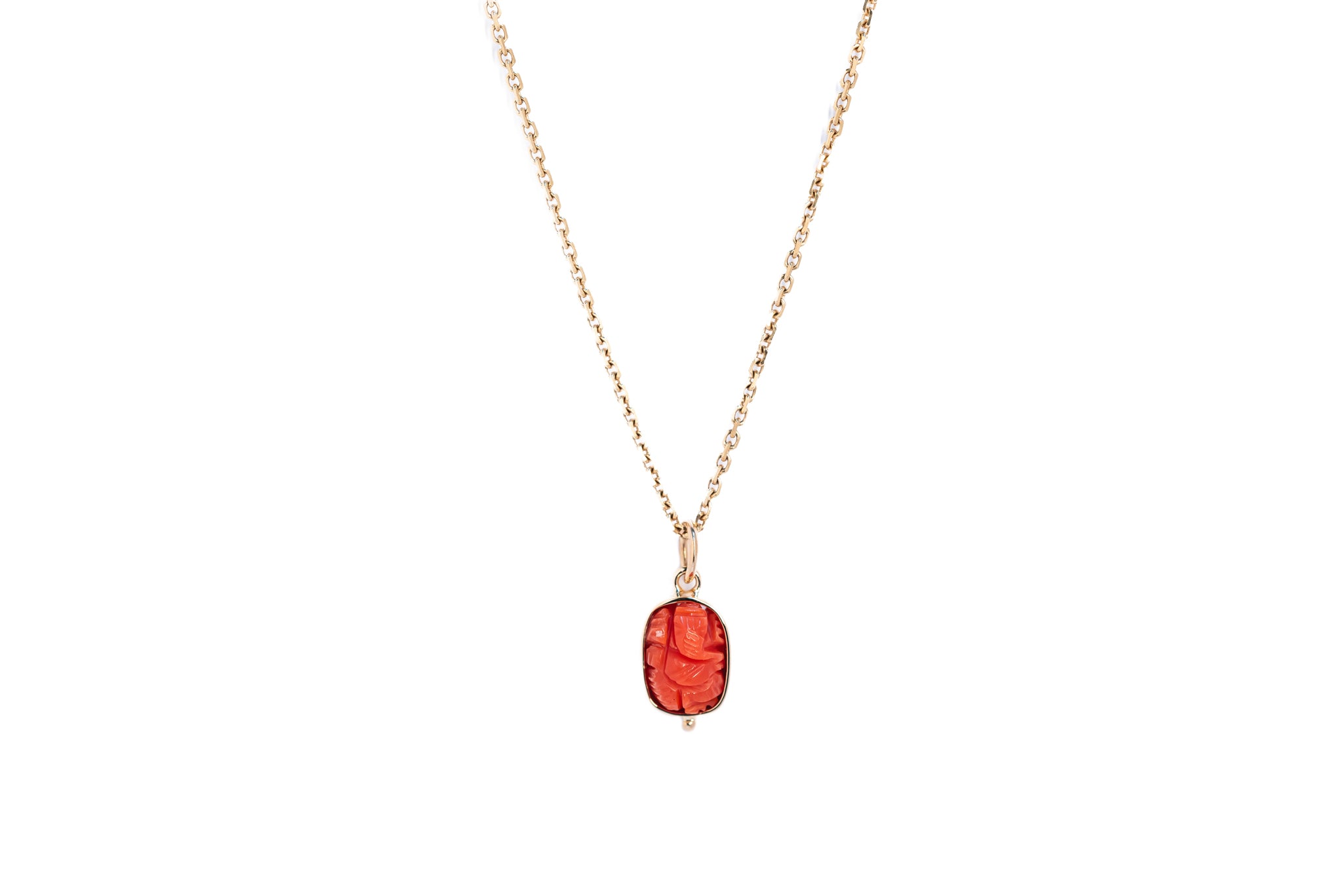 Coral Ganesha Mini Talisman Pendant 2