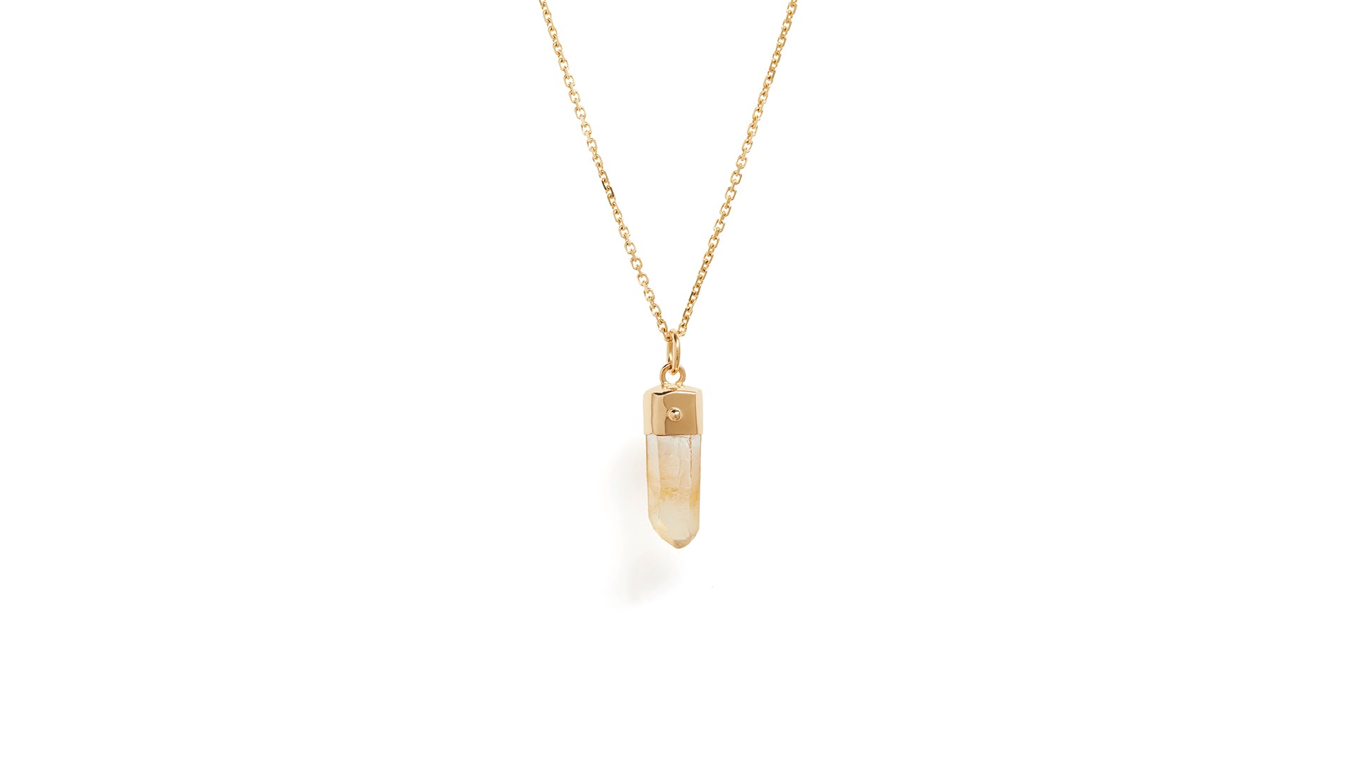 Golden Healer Quartz with White Diamond Amulet Pendant