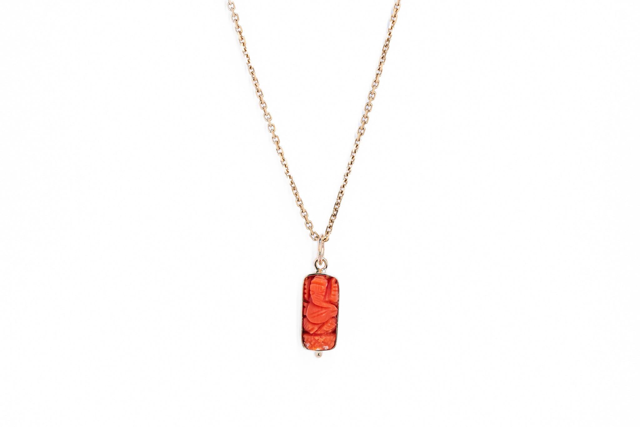 Coral Ganesha Mini Talisman Pendant 4