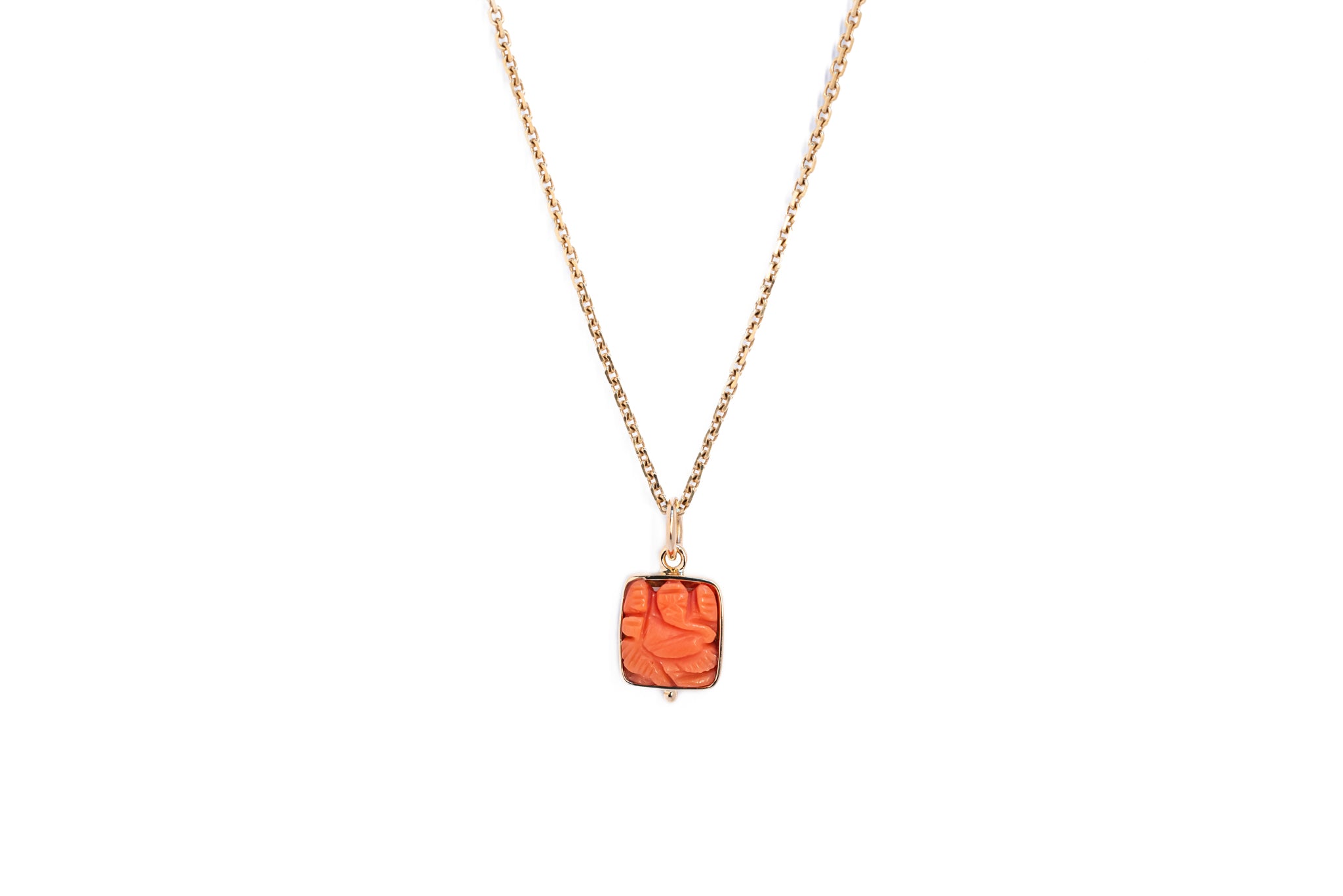 Coral Ganesha Mini Talisman Pendant 6