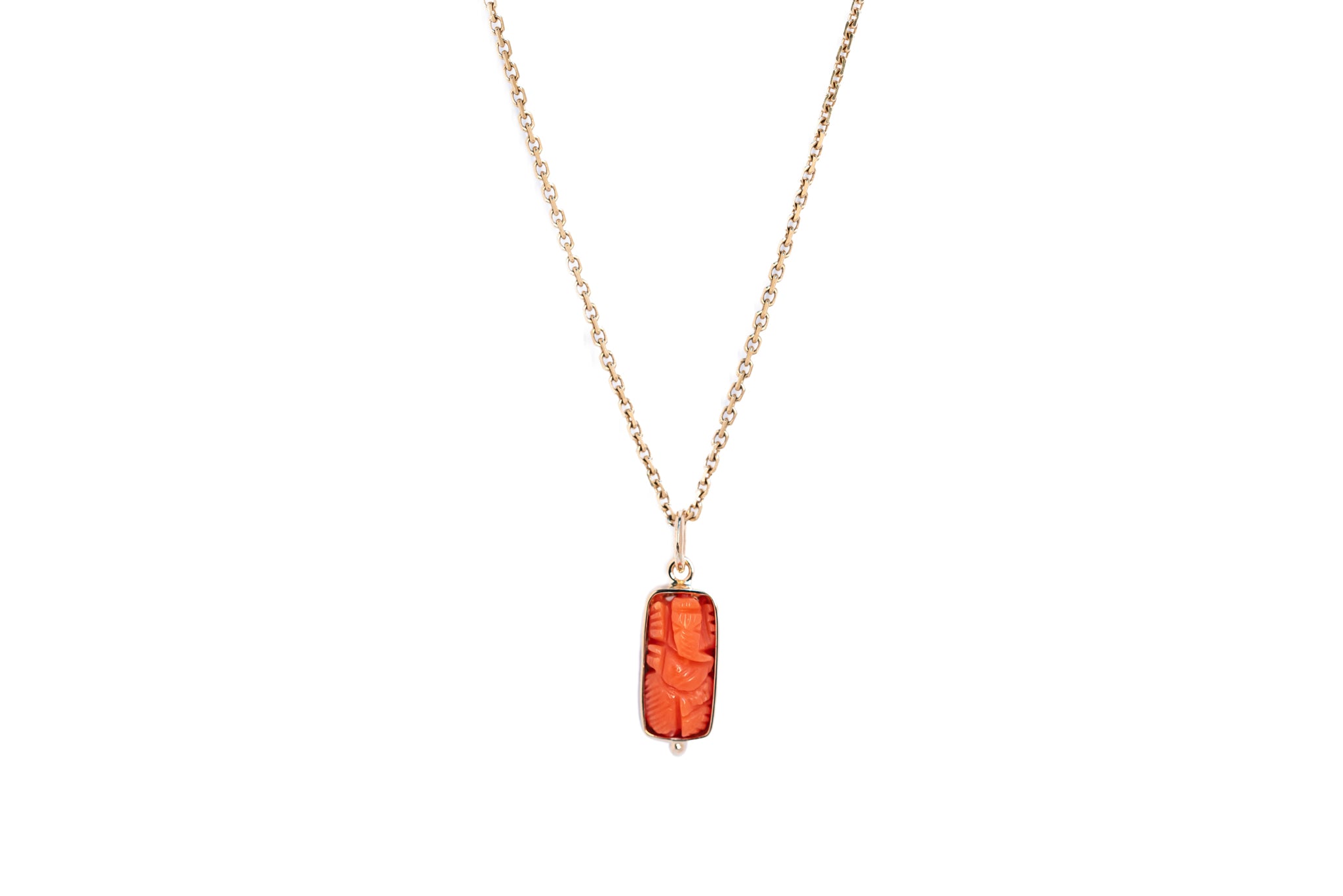 Coral Ganesha Mini Talisman Pendant 8
