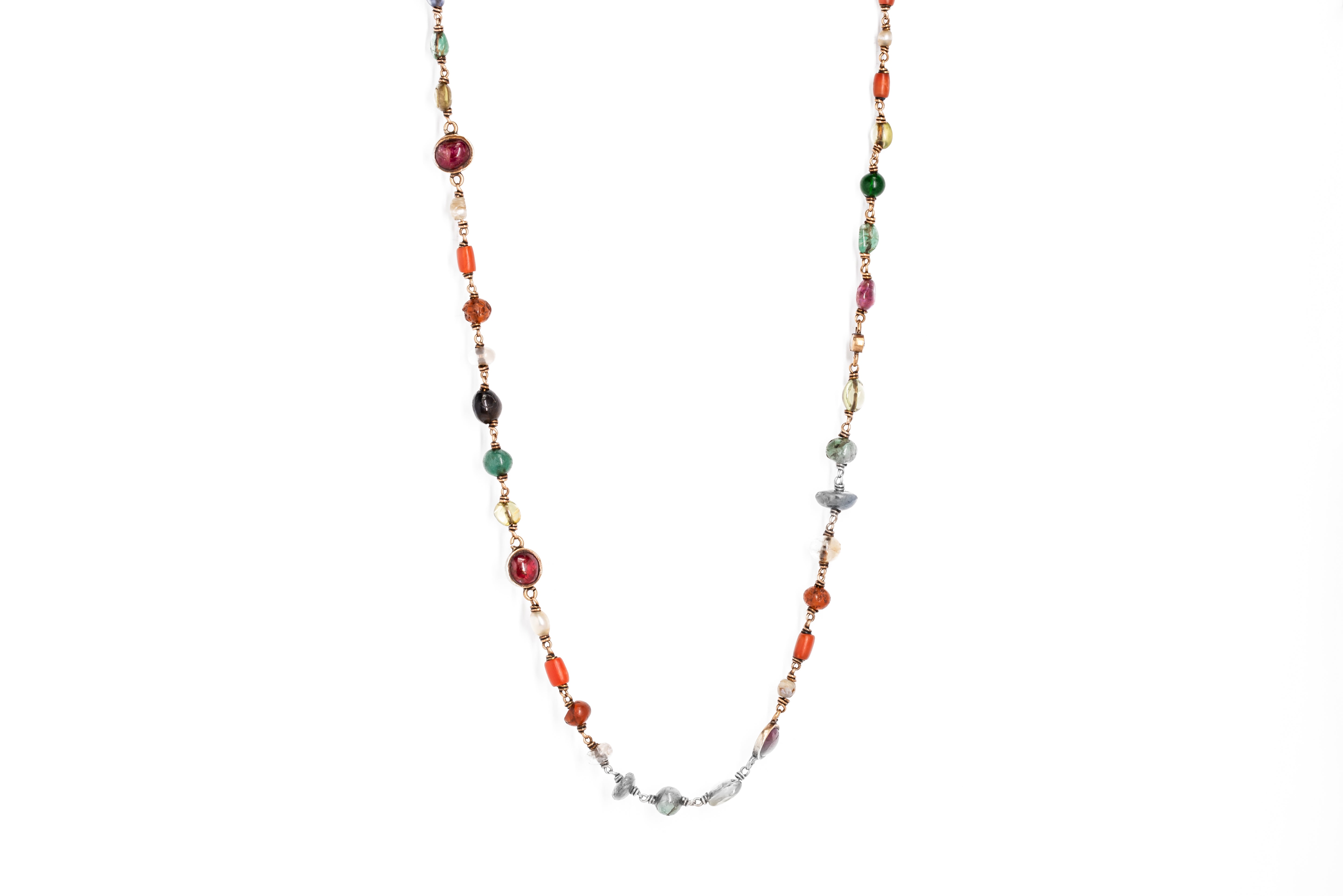 Navratna Talisman Necklace, 18ct Gold with 9 Gemstones